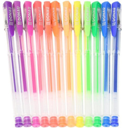 Gélové perá neónové DONAU, 12 farieb