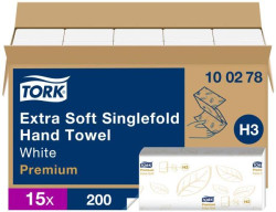 Papierové utierky extra jemné ZZ/C 2-vrstv. TORK Singlefold biele H3 (15bal.)