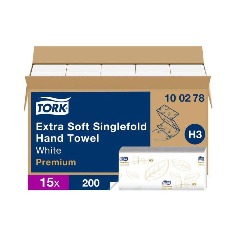 Papierové utierky extra jemné ZZ/C 2-vrstv. TORK Singlefold biele H3 (15bal.)