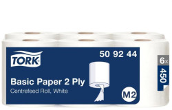 Papierové utierky v rolke so stred. odvíjaním 2-vrstv. TORK Basic biele M2 (6ks)