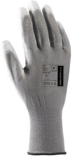 Rukavice polyester, polomáčané BUCK, sivé veľ. 8/M