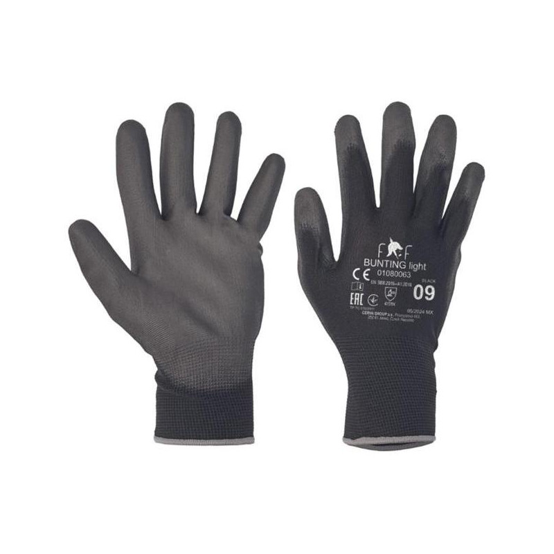 Rukavice pletené FF BUNTING LIGHT HS-04-003, čierne, veľ. 9/L