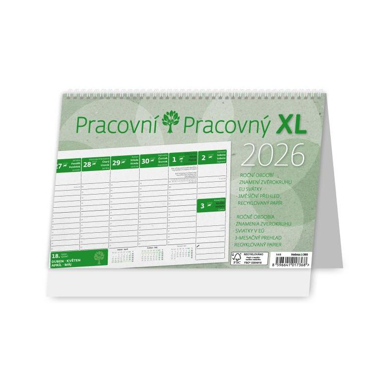 Stolový kalendár stĺpcový 24x16 cm - Pracovný XL 2026