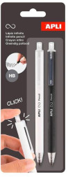 Nekonečná mechanická ceruzka APLI, biela/čierna, 2 ks