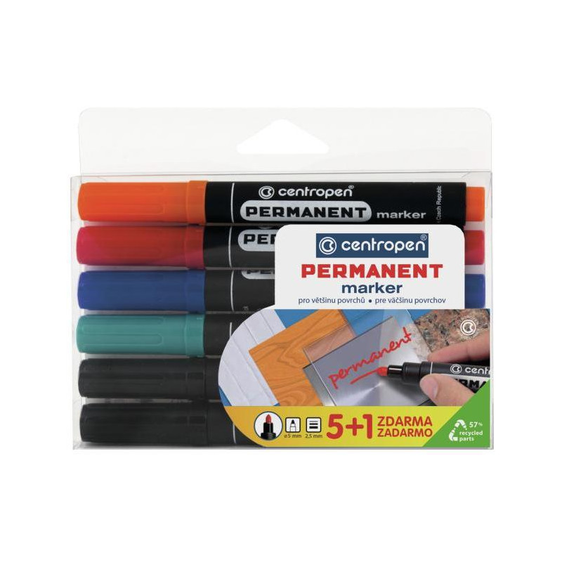 Sada permanentných popisovačov Centropen 8566/5+1