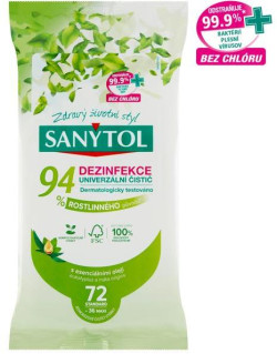 Sanytol čistiace utierky 94 % rastlinného pôvodu 72ks
