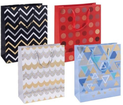 Darčeková taška DONAU HOME, laminovaná, 25x30x10cm, celoročná, šnúrka, mix motívov bez možnosti výberu