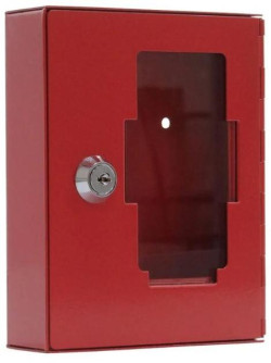 Kovová skrinka na núdzový kľúč bez kladivka, červená