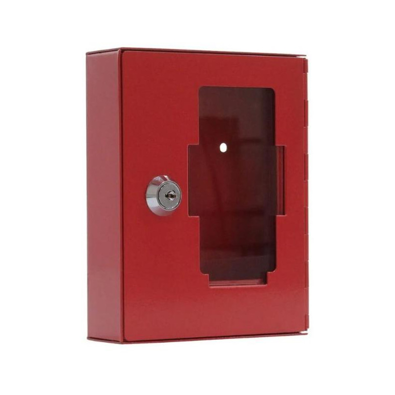 Kovová skrinka na núdzový kľúč bez kladivka, červená