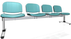 4-miestna lavica Imperia, konštrukcia sivá, zdr. ekokoža KN0061 modrá