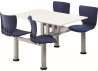 Set MONO MENZA stôl so stoličkami otočnými, sivá podnož, modré sedačky, bez stolovej dosky