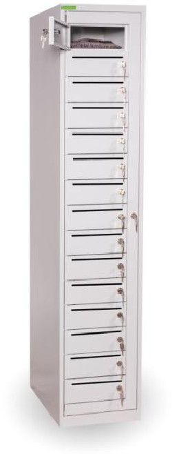 15-priehradková skriňa na rozdelenie pošty, uzamykateľná, v.182 x š.38 x h.45 cm, sivá RAL 7035