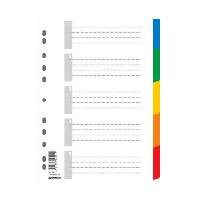 Plastový rozraďovač DONAU 5-dielny farebný