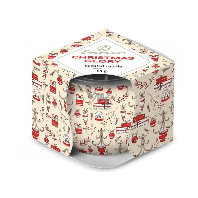 Emocio Sklo Dekor 70x62 mm Christmas Glory - Cookie and Cream, vonná sviečka