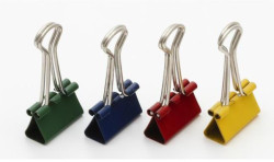 Klipy na dokumenty 19mm farebné 12ks