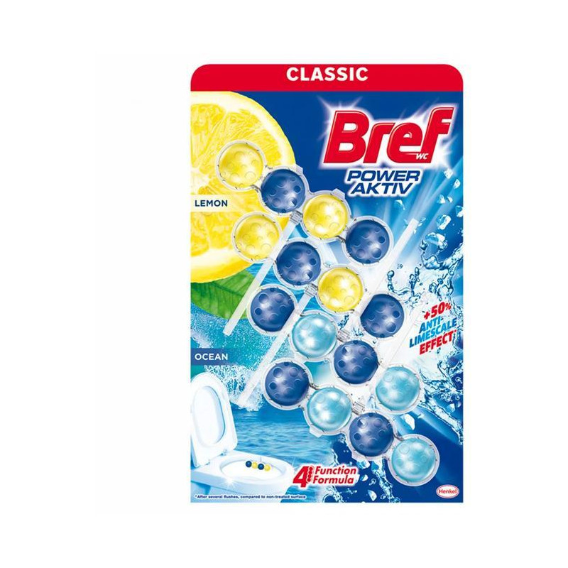 Bref WC závesný blok tuhý 4 x 50 g lemon ocean