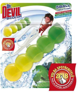 Dr.DEVIL BiCOLOR WC závesný blok tuhý 5Ball 1x35g Natur fresh