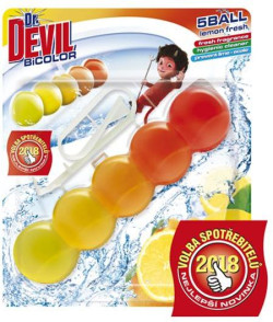 Dr.DEVIL BiCOLOR WC závesný blok tuhý 5Ball 1x35g Lemon fresh