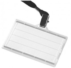 Visačka na plastovú kartu s čiernym remienkom DONAU 85x50mm 50ks