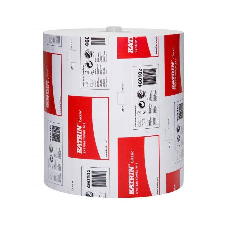 Papierové utierky v rolke 2-vrstvové KATRIN Classic System, návin 150 m, 6 ks