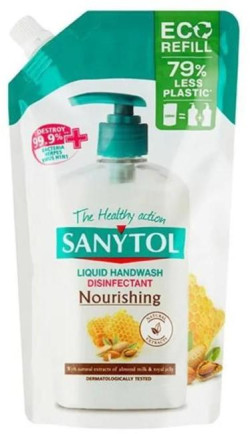 Sanytol tekuté mydlo dezinfekčné, vyživujúce, náhradná náplň, mandľové mlieko 500 ml