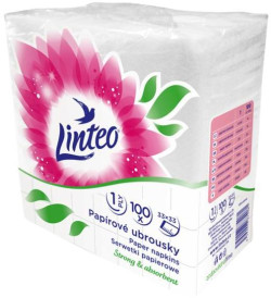 Servítky 1-vrstvové Linteo Satin 33 x 33 cm, biele, 100 ks