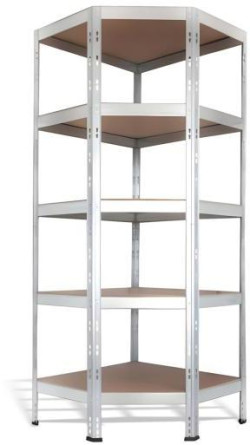 Policový regál rohový,  s 5 doskovými policami, š.70 x h.40 x v.180 cm