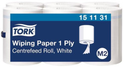 Papierová utierka v rolke 1-vrstv. TORK so stredovým odvíjaním, biele M2 (6ks)