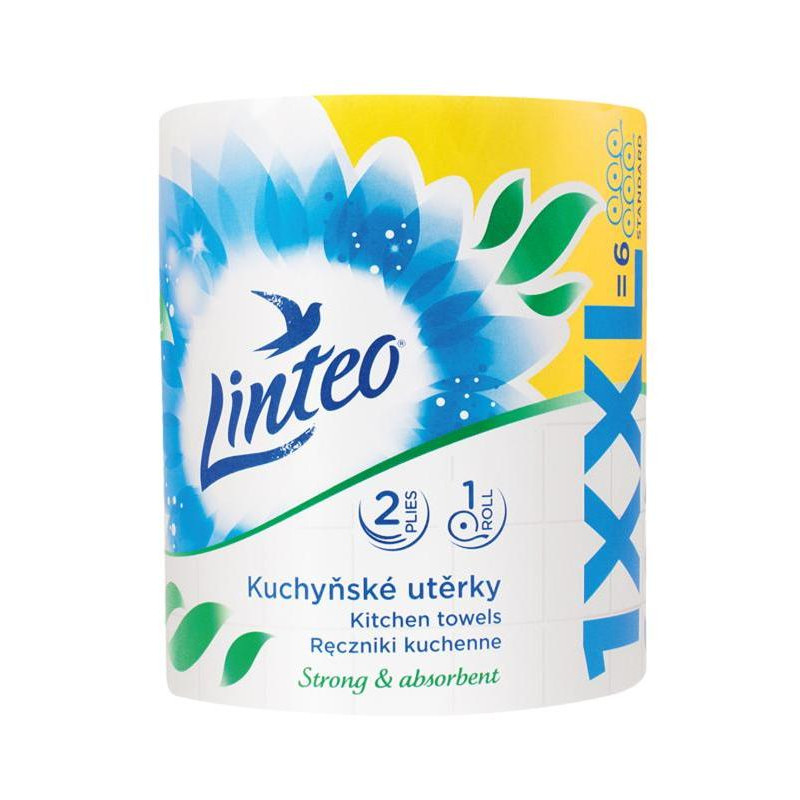 Kuchynské utierky 2-vrstvové Linteo XX, 100% celulóza, biele 60 m