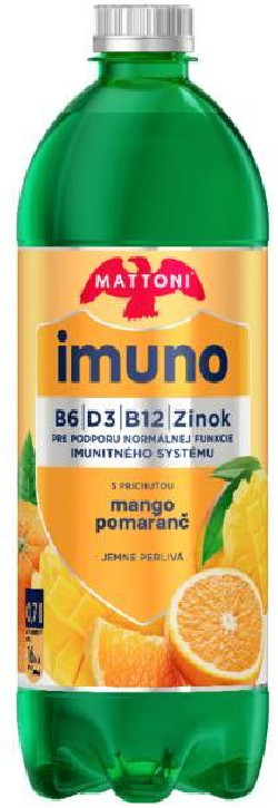 Minerálna voda MATTONI IMUNO jemne perlivá mango,pomaranč 6 x 0,7l