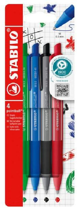 Sada guľôčkových pier STABILO pointball colorful 4 ks