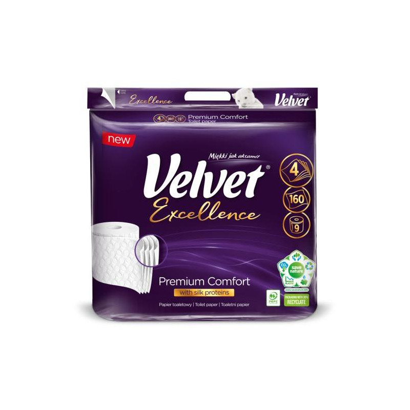 Toaletný papier 4-vrstvový VELVET 100% celulóza 20m (9ks)