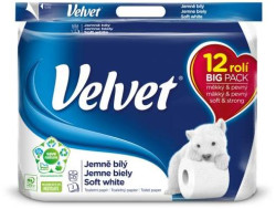 Toaletný papier 3-vrstvový VELVET 100% celulóza 18m (12ks)