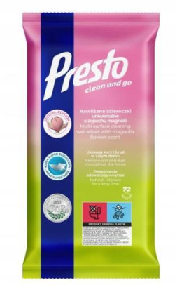 Vlhčené utierky PRESTO univerzálne Magnólia72 ks