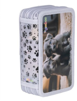 Peračník GIMBOO 3-zipsový plný, Šteniatka, sivý