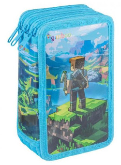 Peračník GIMBOO 3-zipsový plný, Stavebné kocky, modrý