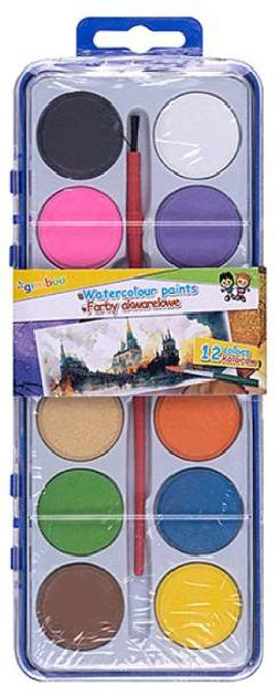 Akvarelové farby so štetcom GIMBOO, 12 farieb