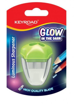 Strúhadlo dvojité fluorescenčné KEYROAD, s priehľadnou nádobou, blister