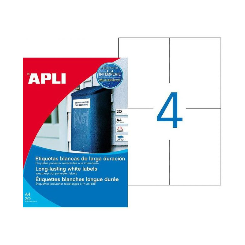 Etikety polyesterové 105x148mm APLI 20 hárkov