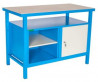 Pracovný stôl so skrinkou a policovým dielom, v.85 x š.120 x h.60cm, RAL7035 sivá, RAL5015 modrá