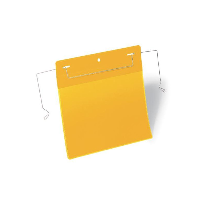 Závesné vrecko s drôteným vešiakom na šírku A5 50ks žlté