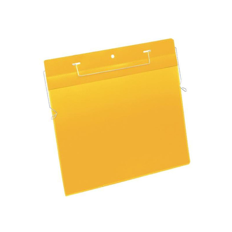 Závesné vrecko s drôteným vešiakom na šírku A4 50ks žlté