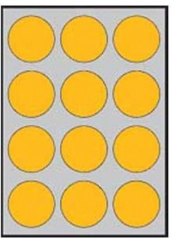 Etikety farebné priemer 60mm APLI A4 20 hárkov fluo oranžové