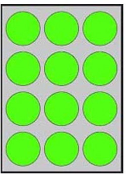 Etikety farebné priemer 60mm APLI A4 20 hárkov fluo zelené