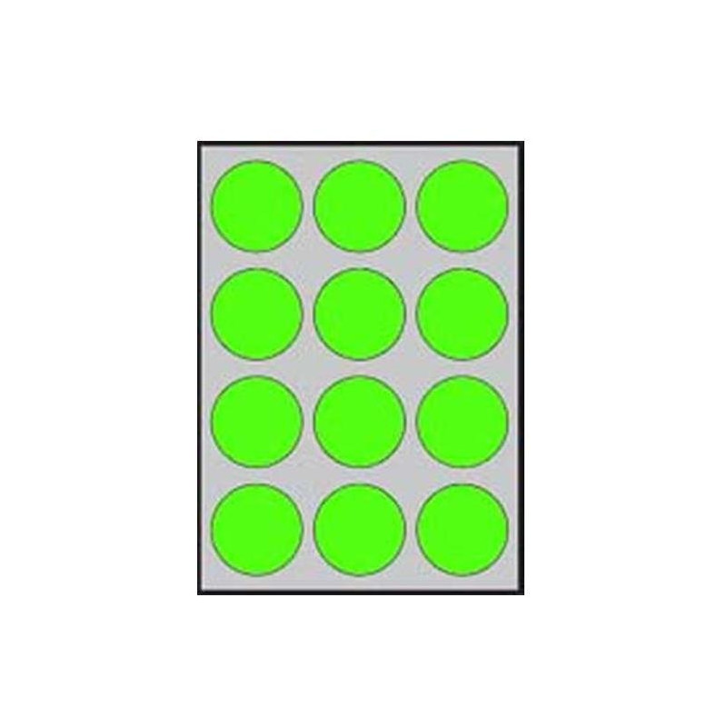 Etikety farebné priemer 60mm APLI A4 20 hárkov fluo zelené