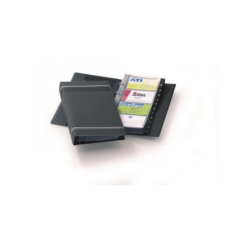 Vizitkár prenosný 4-krúžkový na 200 vizitiek VISIFIX čierny