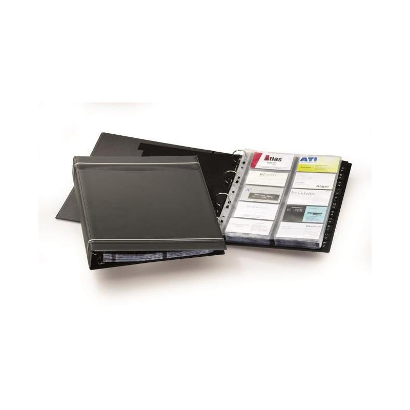 Vizitkár prenosný 4-krúžkový na 400 vizitiek VISIFIX A4 čierny