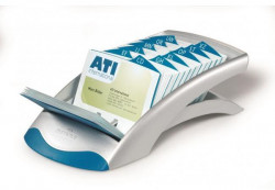 Stolový vizitkár na 200 vizitiek VISIFIX Desk VEGAS strieborný/modrý