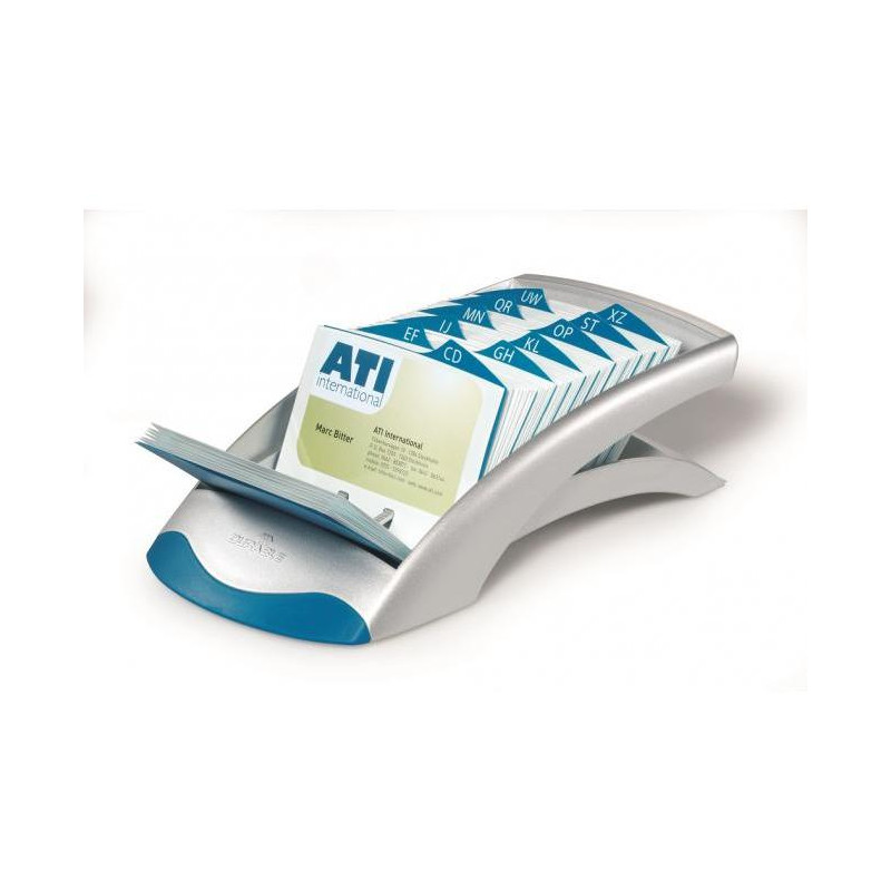 Stolový vizitkár na 200 vizitiek VISIFIX Desk VEGAS strieborný/modrý