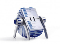 Rotačný stolový vizitkár na 400 vizitiek VISIFIX Flip VEGAS strieborný/modrý